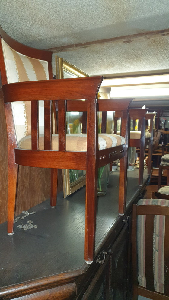 Image 1 of 4x Jugendstil kersenhout eetkamer armstoelen