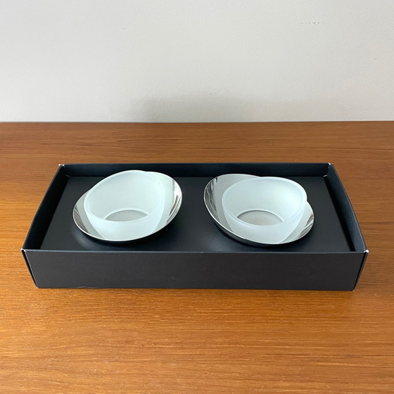 Image 1 of 2 Stelton Denmark Kandelaren Waxinelichthouders Opaal Chroom