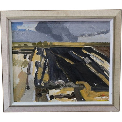 Vintage litho in olieverf door Bengt Sandberg, 1960