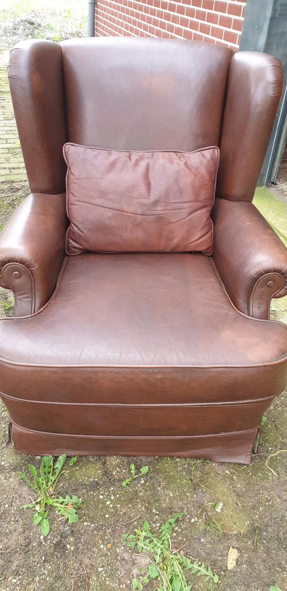 Image 1 of 2x vintage leren fauteuils