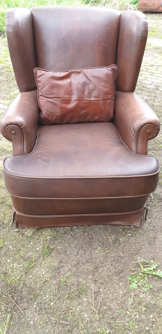 Image 1 of 2x vintage leren fauteuils