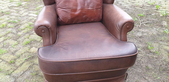 Image 1 of 2x vintage leren fauteuils