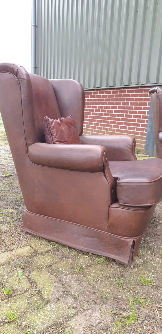 Image 1 of 2x vintage leren fauteuils