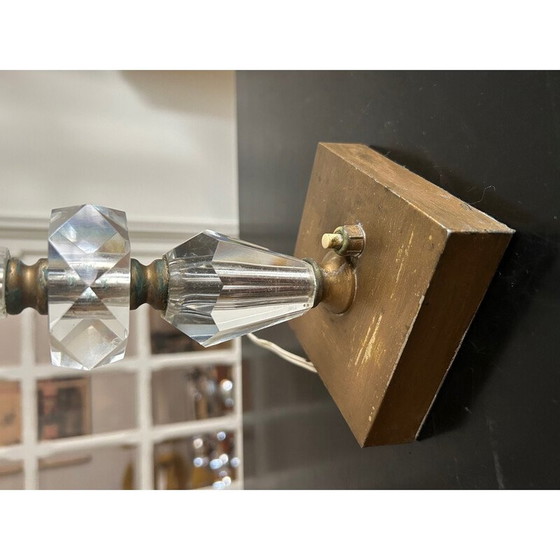 Image 1 of Vintage kristallen en koperen lamp, 1950