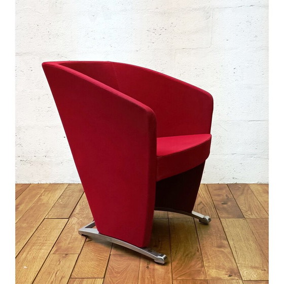 Image 1 of Vintage Styl cabriolet fauteuil in rode stof