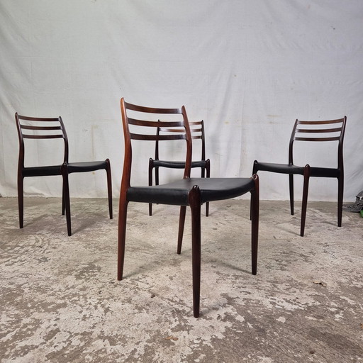 Niels Møller Model 78 Rosewood Palissander Stoelen Leer 50'S