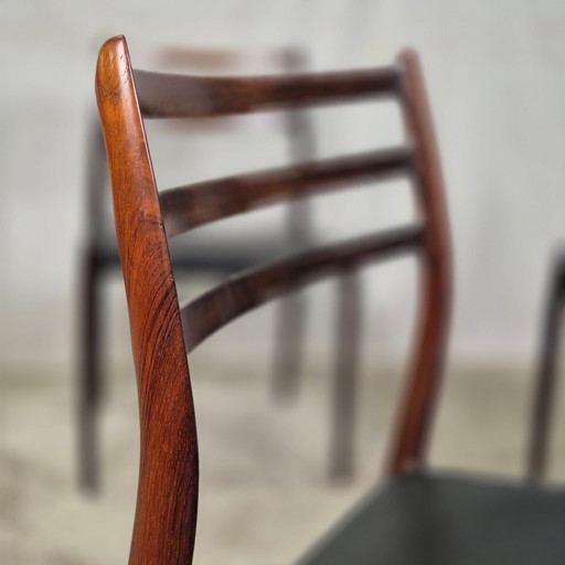 Niels Møller Model 78 Rosewood Palissander Stoelen Leer 50'S