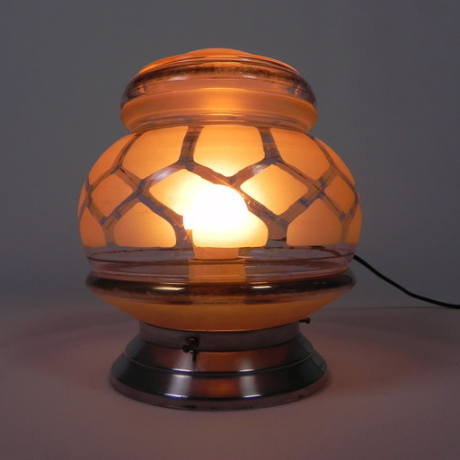 Art Deco plafondlamp met glazen kap