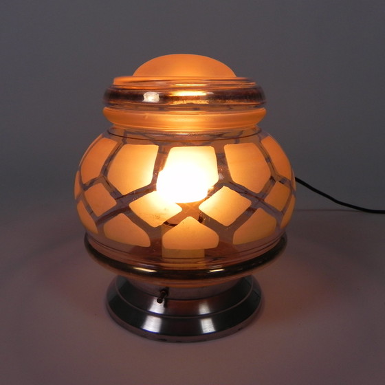 Image 1 of Art Deco plafondlamp met glazen kap