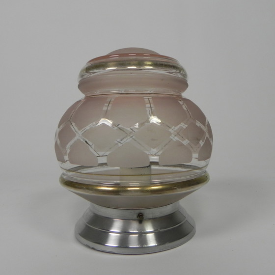 Image 1 of Art Deco plafondlamp met glazen kap