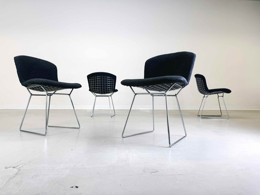 Set van 4 stoelen Harry Bertoia Knoll Intenational 1980Er Gestoffeerd