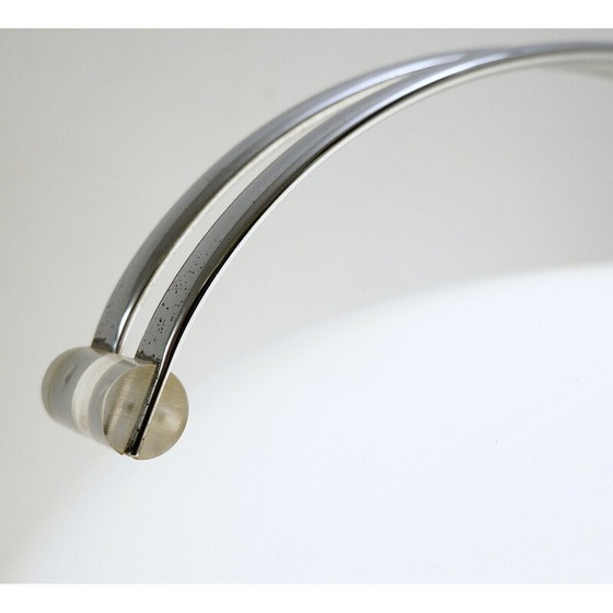 Image 1 of Mid Century tafellamp in glas opaline en chroom van Angelo Mangiarotti, Italië 1970