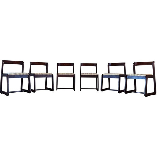 Set van 6 vintage beukenhouten eetkamerstoelen van Mario Sabot, Italië 1970