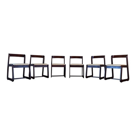 Image 1 of Set van 6 vintage beukenhouten eetkamerstoelen van Mario Sabot, Italië 1970