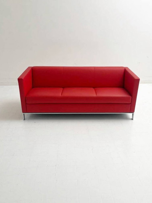 Rode vintage Walter Knoll 3-zitsbank