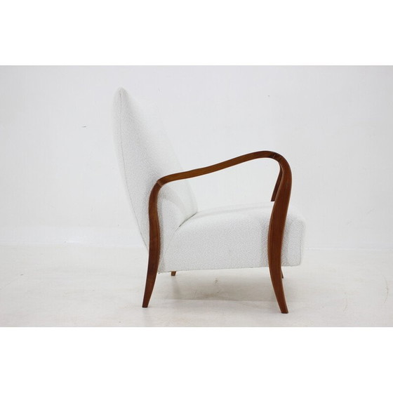 Image 1 of Vintage fauteuil in witte boucle stof, Italië 1960