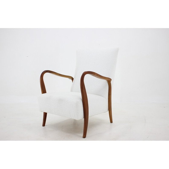 Image 1 of Vintage fauteuil in witte boucle stof, Italië 1960