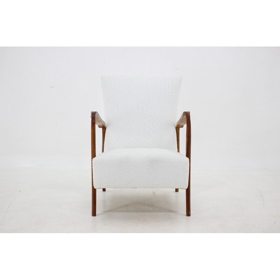Image 1 of Vintage fauteuil in witte boucle stof, Italië 1960