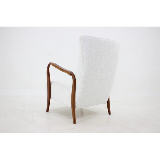 Image 1 of Vintage fauteuil in witte boucle stof, Italië 1960