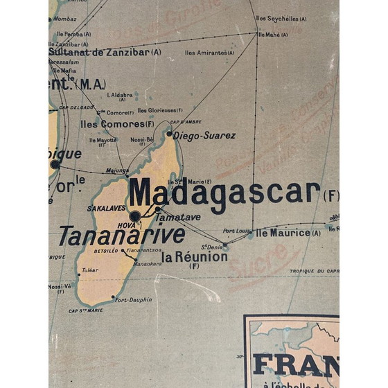 Image 1 of Vintage geografische kaart "Politiek Afrika - n°17 en 17 bis" door Vidal Lablache, 1930