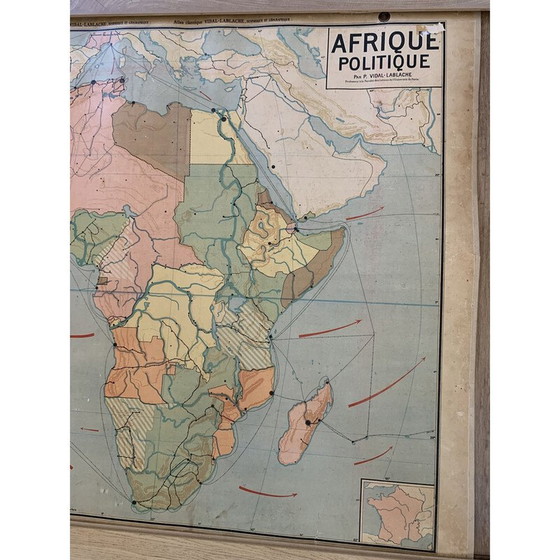 Image 1 of Vintage geografische kaart "Politiek Afrika - n°17 en 17 bis" door Vidal Lablache, 1930