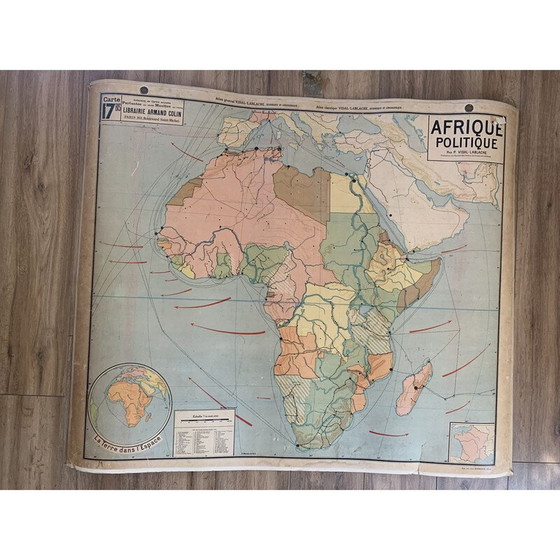 Image 1 of Vintage geografische kaart "Politiek Afrika - n°17 en 17 bis" door Vidal Lablache, 1930