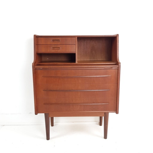 Vintage Deense Secretaire | Teakhouten Kast Laden