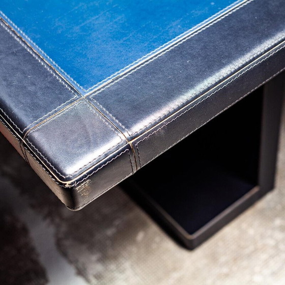 Image 1 of Vintage fauteuils met bruin leren voetenbankje van Giovanni Offredi voor Saporiti, Italië 1970