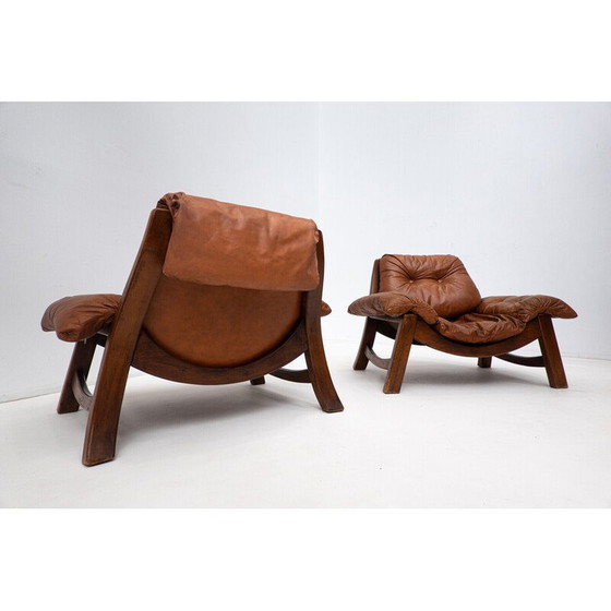 Image 1 of Woonkamerset uit de Mid Century in cognac leer, jaren 1960