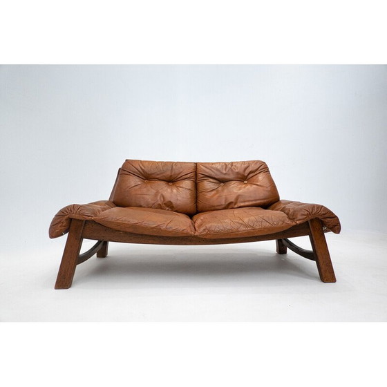 Image 1 of Woonkamerset uit de Mid Century in cognac leer, jaren 1960