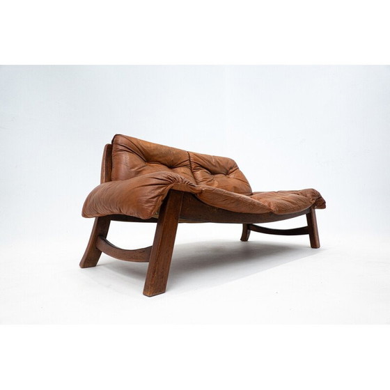 Image 1 of Woonkamerset uit de Mid Century in cognac leer, jaren 1960