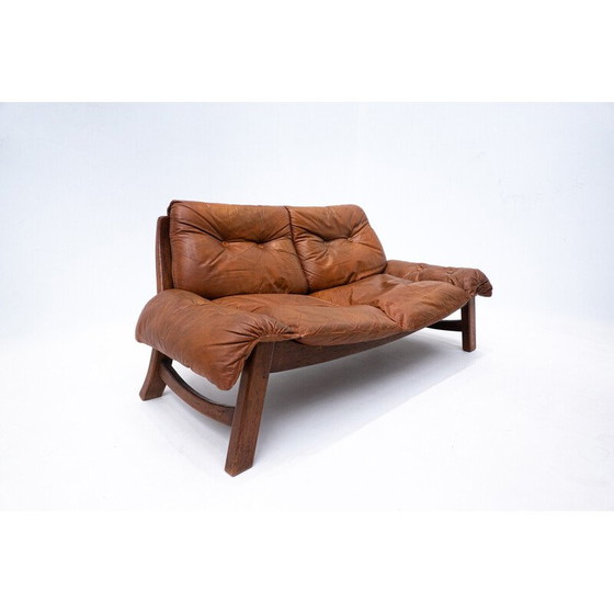 Image 1 of Woonkamerset uit de Mid Century in cognac leer, jaren 1960