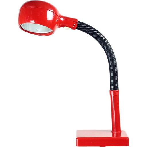 Vintage rode Space Age plastic tafellamp, Hongarije 1960