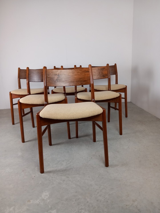 Image 1 of 6x Palissander Eetkamerstoelen Mid-Century Deens Design