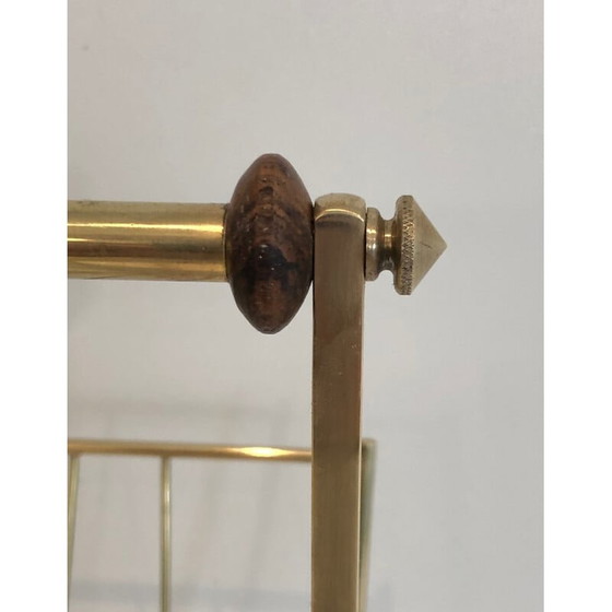 Image 1 of Vintage tijdschriftenrek van messing en hout, 1960