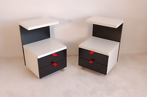 2 Prachtige Ikea 1980's Collector nachtkastjes in de Ettore Sottsass stijl