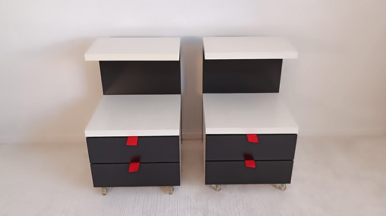 Image 1 of 2 Prachtige Ikea 1980's Collector nachtkastjes in de Ettore Sottsass stijl