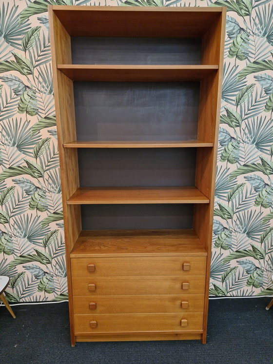 Image 1 of Vintage Deens Design Boekenkast Met Lades