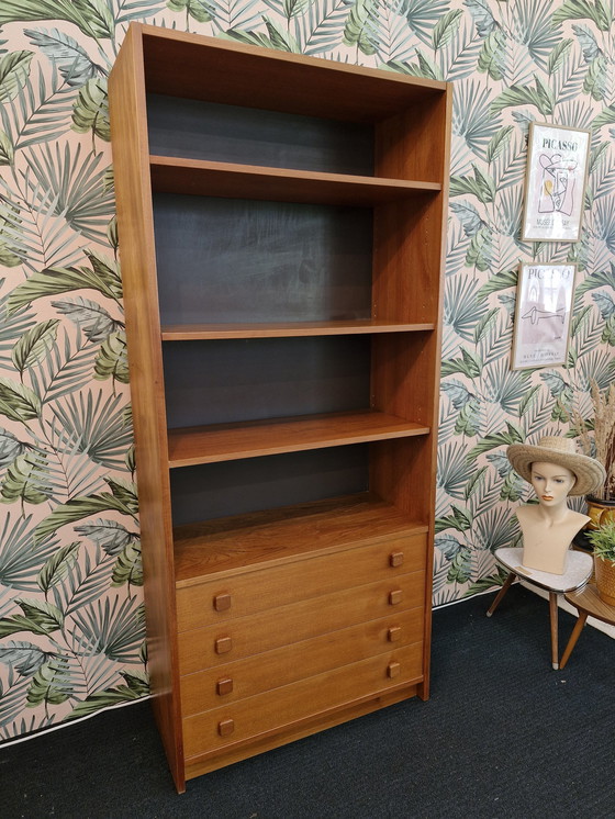 Image 1 of Vintage Deens Design Boekenkast Met Lades