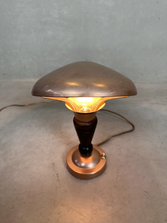 Image 1 of Art deco mushroom tafellamp - messing