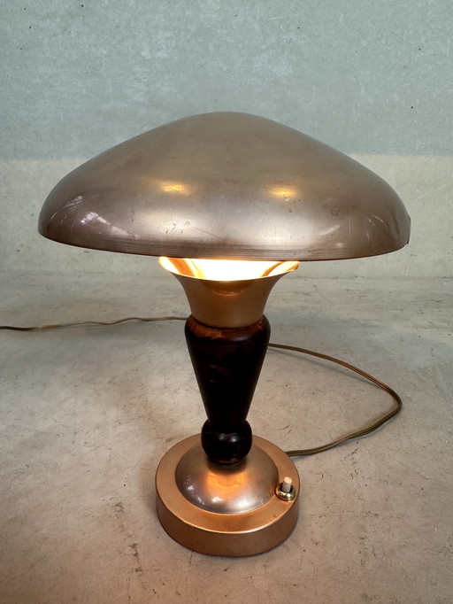 Art deco mushroom tafellamp - messing