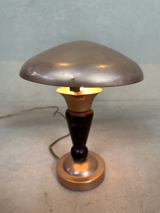 Image 1 of Art deco mushroom tafellamp - messing