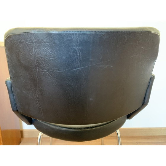 Image 1 of Vintage fauteuil in zwart skai, 1960
