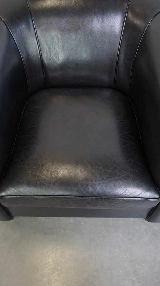 Image 1 of 2 X Zwarte Schapenleren Art Deco Design Fauteuil/ Armchair