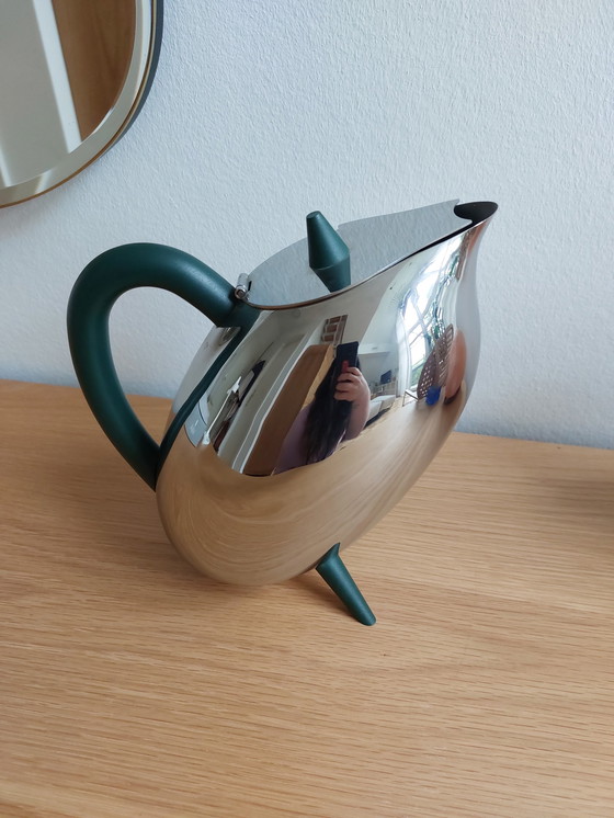 Image 1 of Alessi Pengiun theepot roestvrij staal zilver vintage