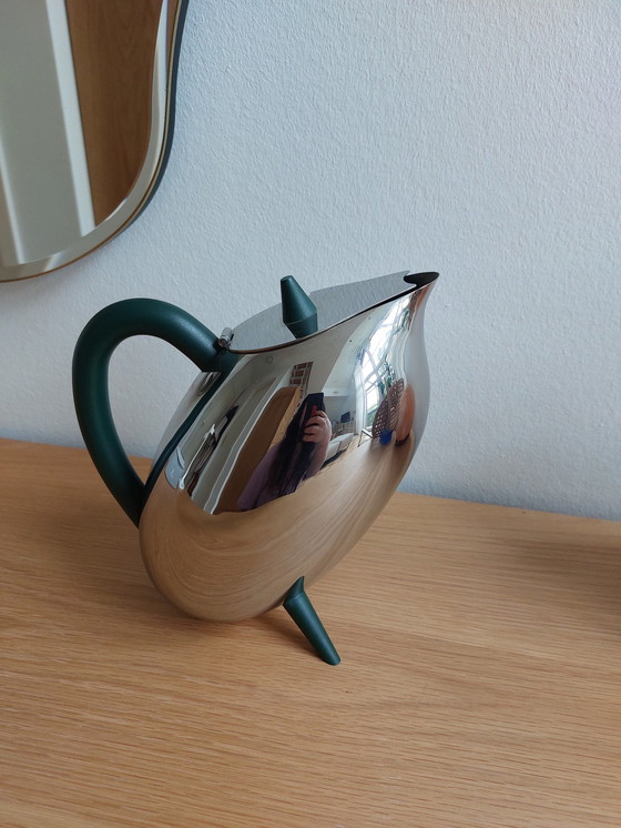 Image 1 of Alessi Pengiun theepot roestvrij staal zilver vintage