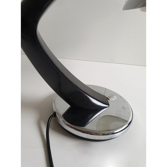 Image 1 of Vintage zwart verchroomde tafellamp van Fase, 1960