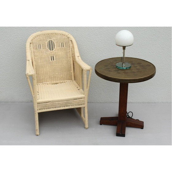 Image 1 of Vintage Art Nouveau fauteuil van rotan en hout, 1900
