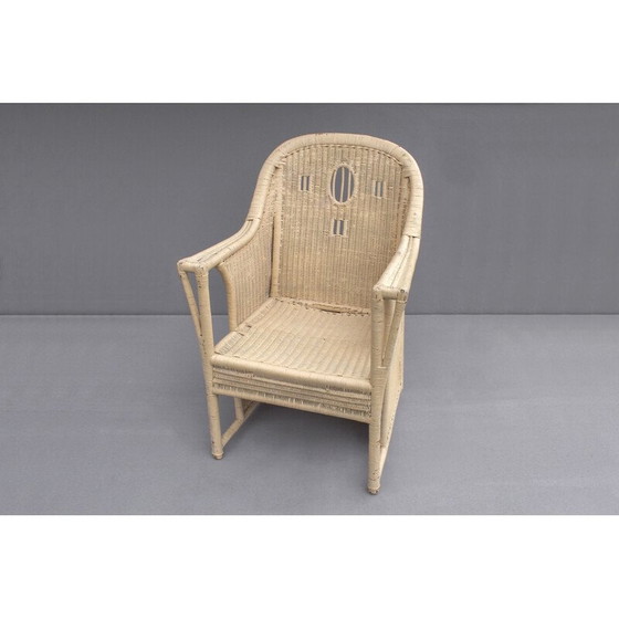 Image 1 of Vintage Art Nouveau fauteuil van rotan en hout, 1900