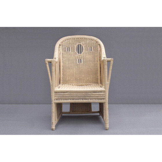 Image 1 of Vintage Art Nouveau fauteuil van rotan en hout, 1900